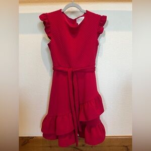 Elegant Red Ruffled Kids Dress